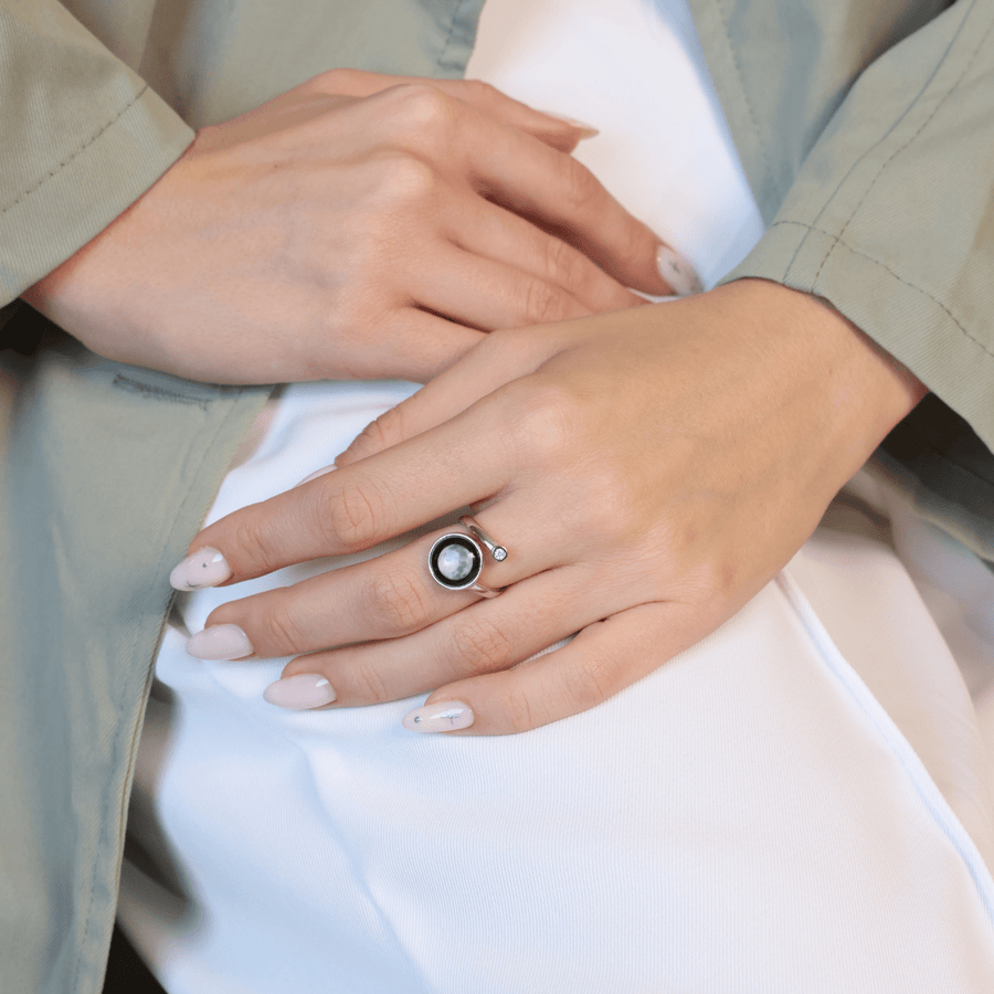 Cosmic Spiral Ring In Rhodium