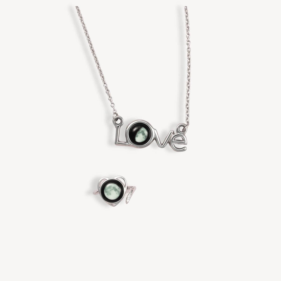 Luna Love Necklace and Love ring in Stainless Steel