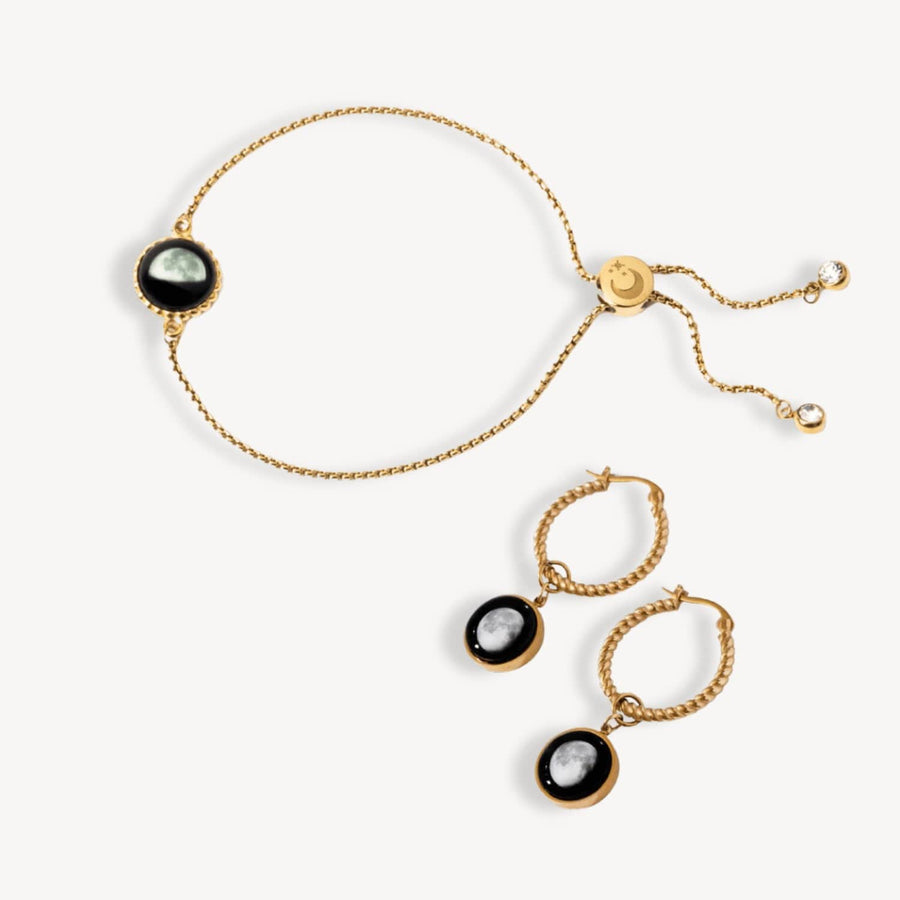 Carina Twist Bracelet and Hoop Earrings in Gold