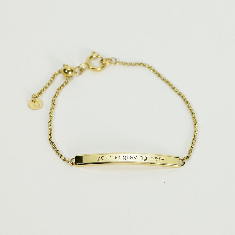 Carina Twist and Engravable Bar Bracelet in Gold