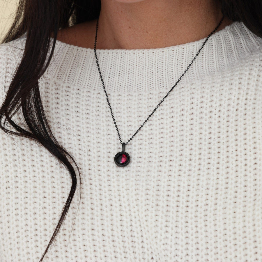 Pink Moon Sky Light Necklace in Black Matte