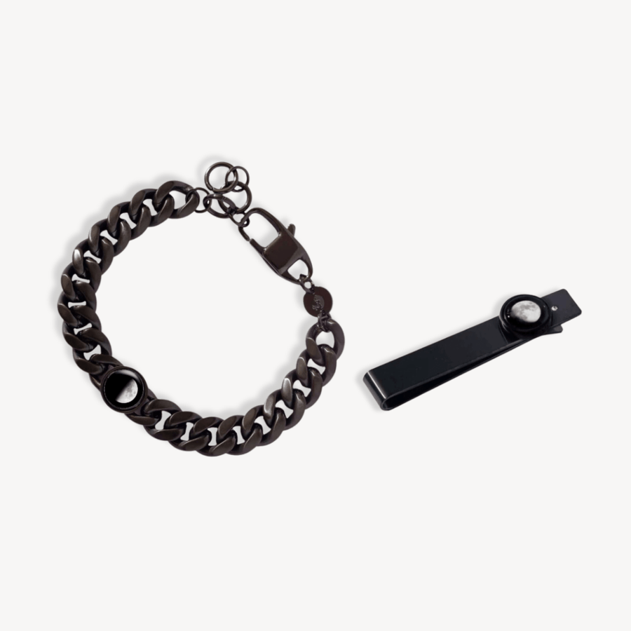 Titan bracelet and Tie bar in Black Bundle