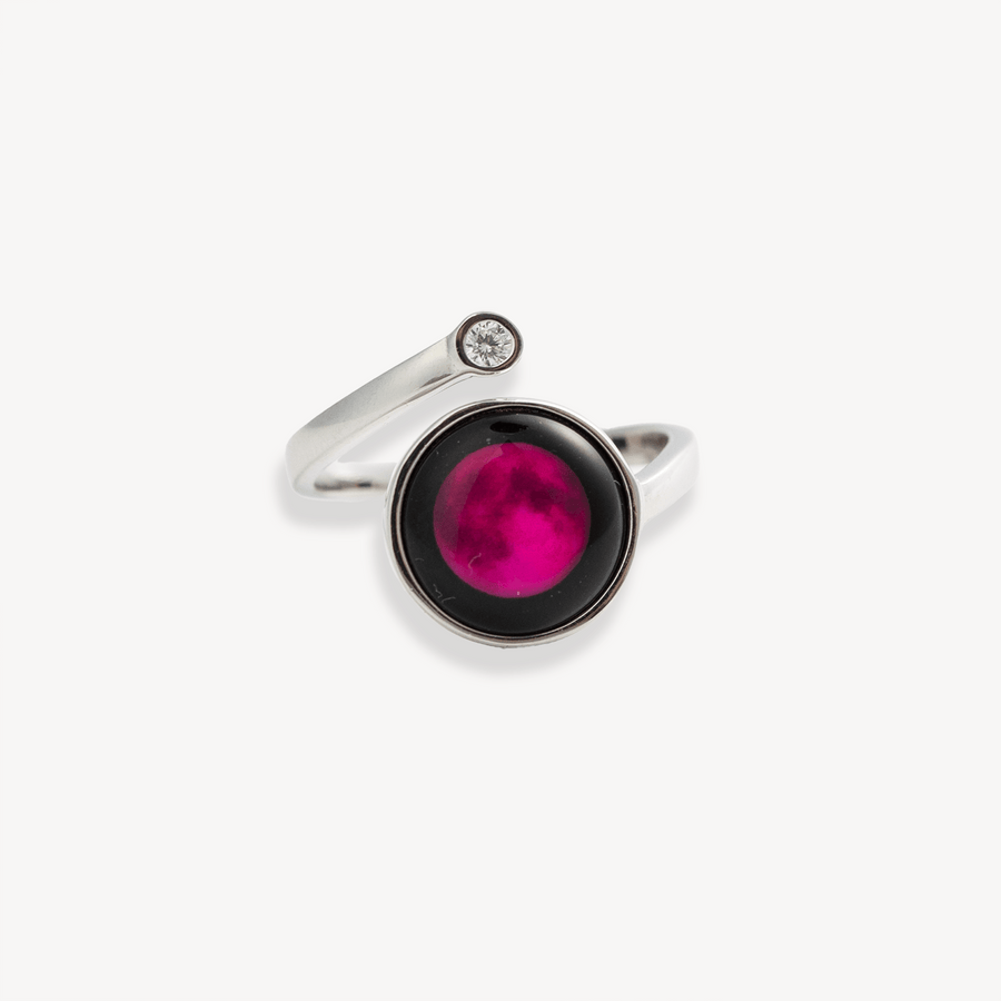 Pink Moon Cosmic Spiral Ring