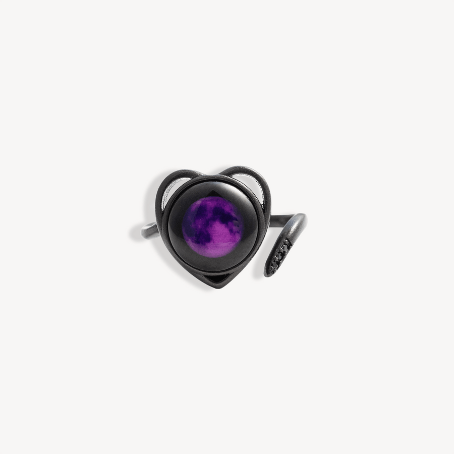 Purple Moon Luna Love Ring in Black Matte