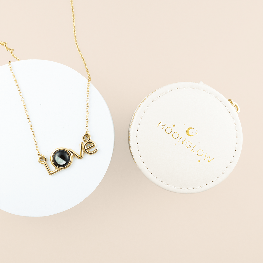 Luna Love Necklace in Gold and Travel Case Bundle
