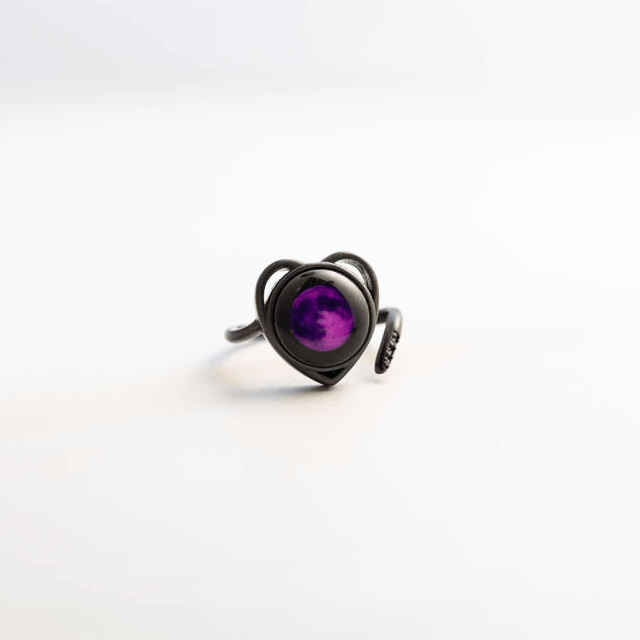 Purple Moon Luna Love Ring in Black Matte