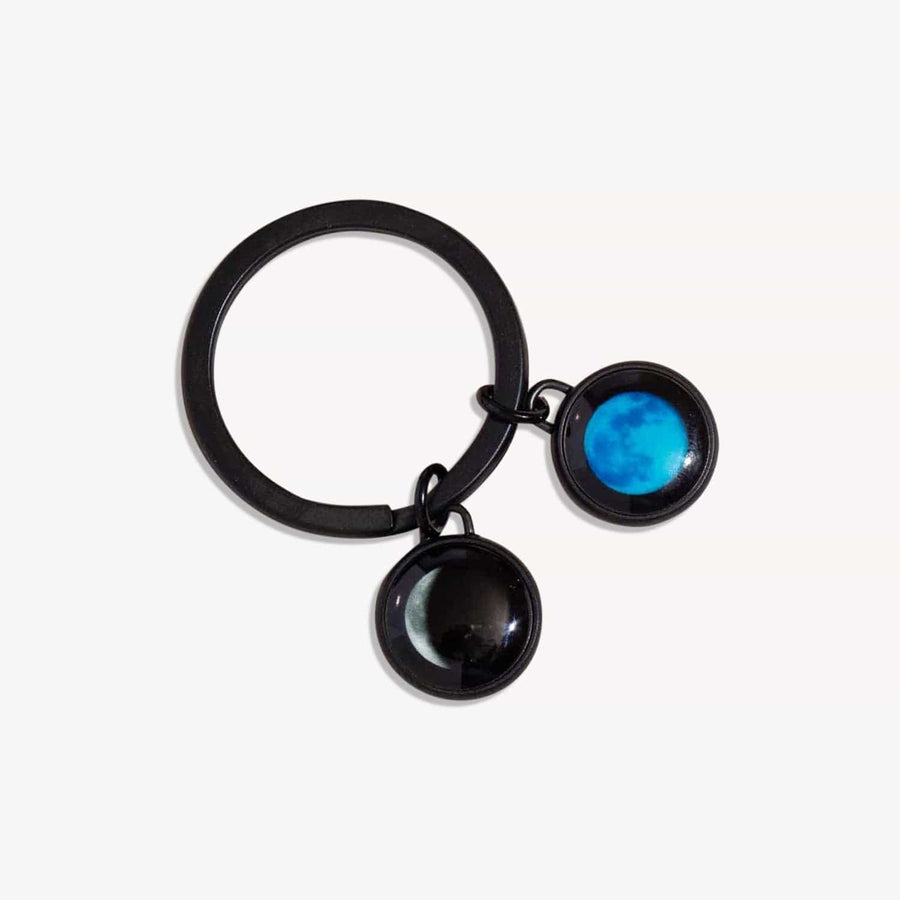 Double Moon Memory Key Ring in Black