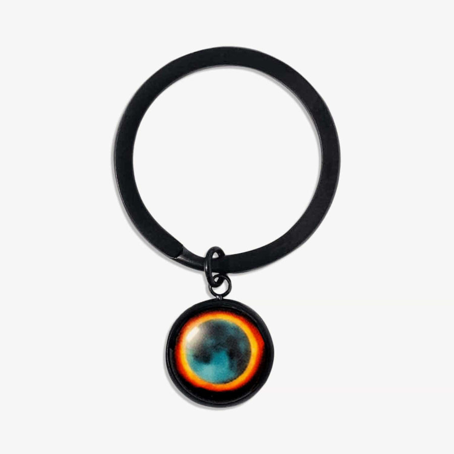 Solar Eclipse Moon Memory Key Ring in Black