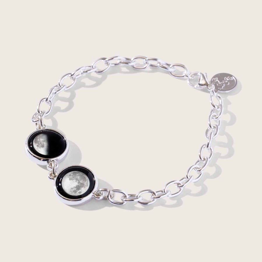 Moon Shadow Double-Layered Bracelet with Swarovski Crystal and Gemston